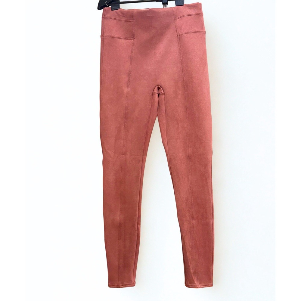 Spanx Faux Suede High Waisted Leggings Womens Medium Rich Rose - Picture 3 of 5